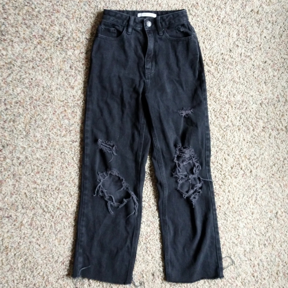 Pacsun 90's Boyfriend Wide Leg Distressed Black Jeans Size 22